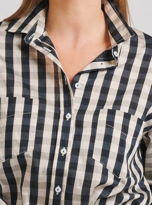 The Girlfriend Relaxed Shirt - French Navy Gingham