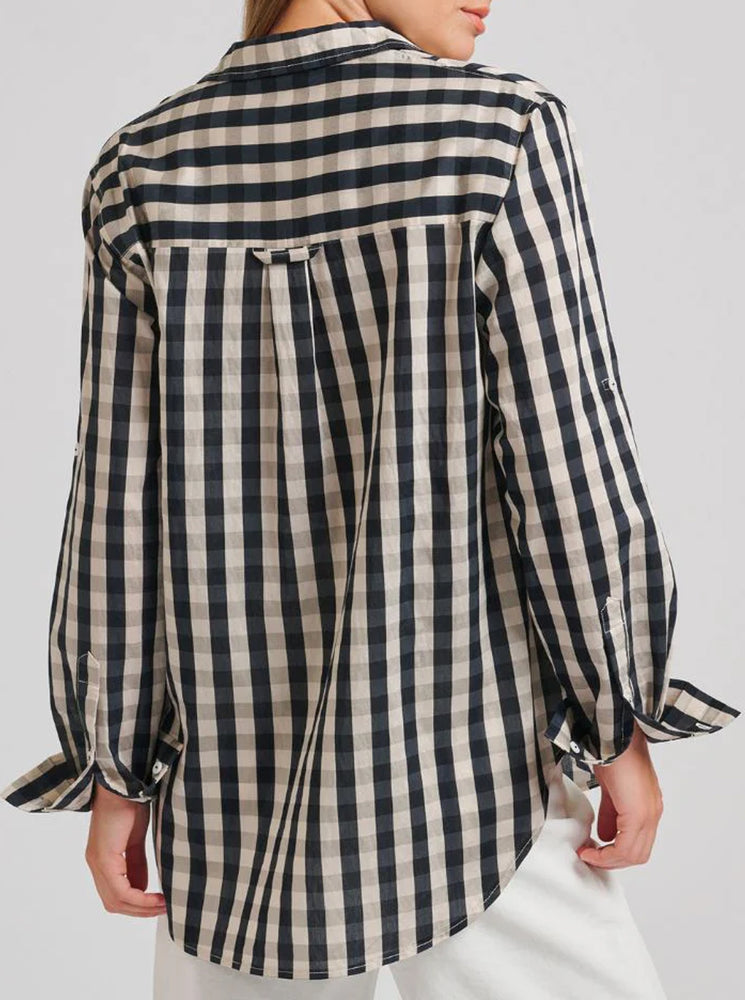 The Girlfriend Relaxed Shirt - French Navy Gingham