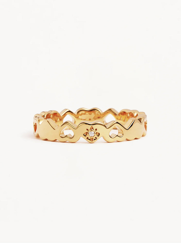 18k Gold Vermeil Connected Hearts Ring