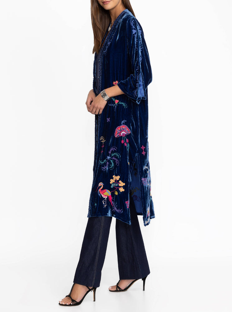 Velvet Button Front Kimono - Bellwether