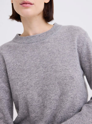 Peter Cashmere Sweater - Mid Grey Marle