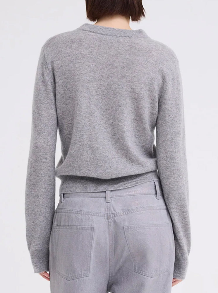 Peter Cashmere Sweater - Mid Grey Marle