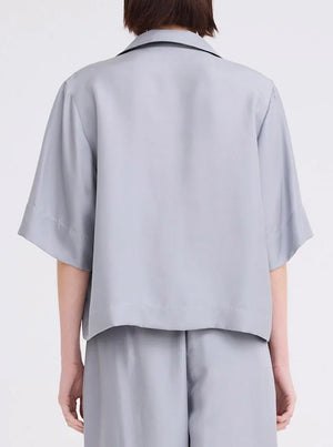 Blume Silk Twill Top - Oxide Grey