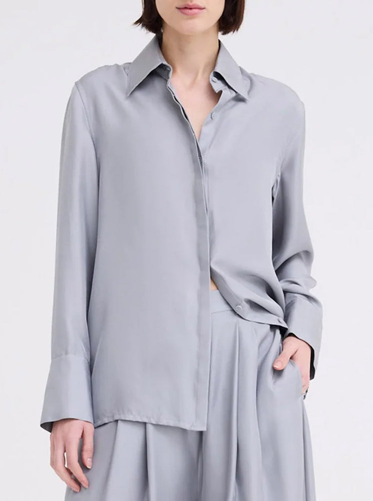 Iver Silk Twill Shirt - Oxide Grey