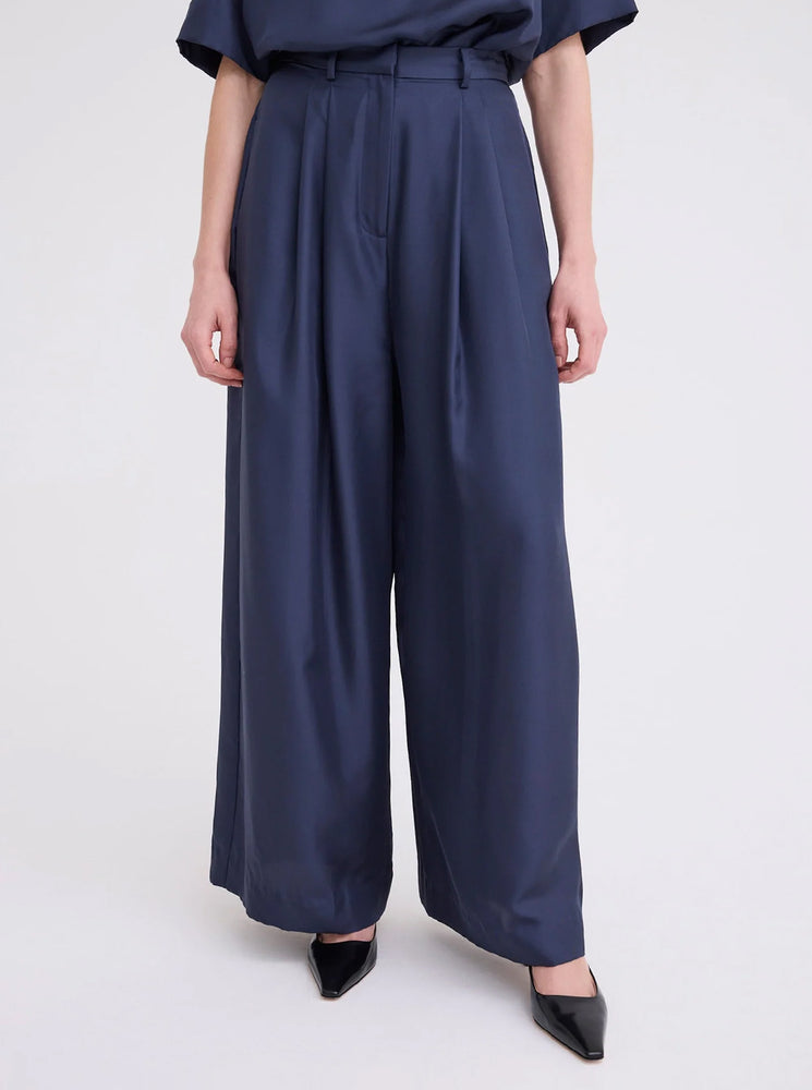 Poirot Silk Twill Pant - Sly Blue