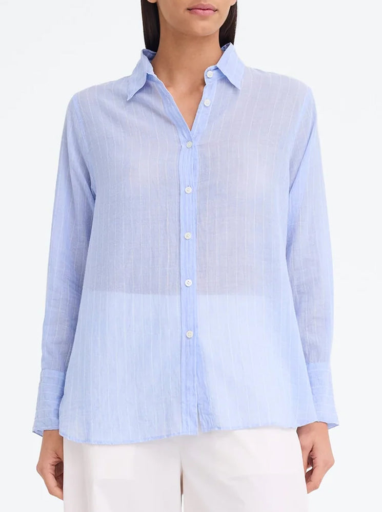 Yeats Shirt - Pinstripe In Chambray