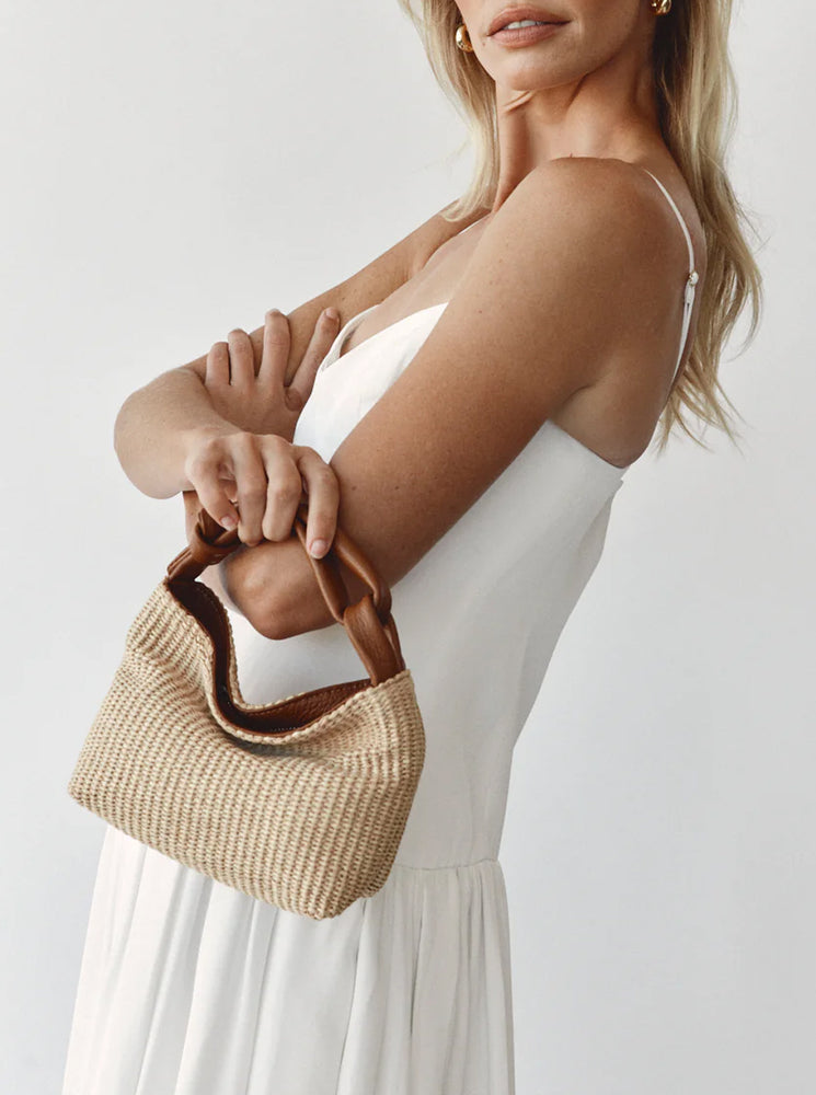 Jess Raffia Pouch - Tan