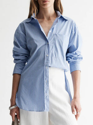 Poppy Shirt - Blue/White Stripe