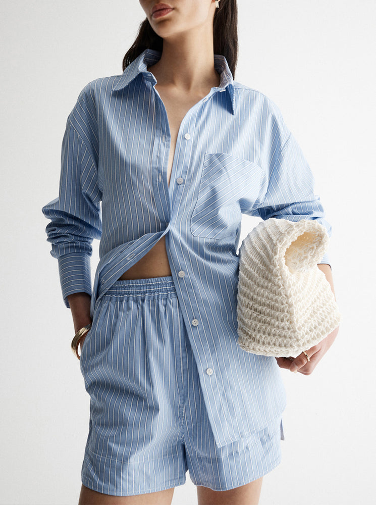 Poppy Shirt - Blue/White Stripe