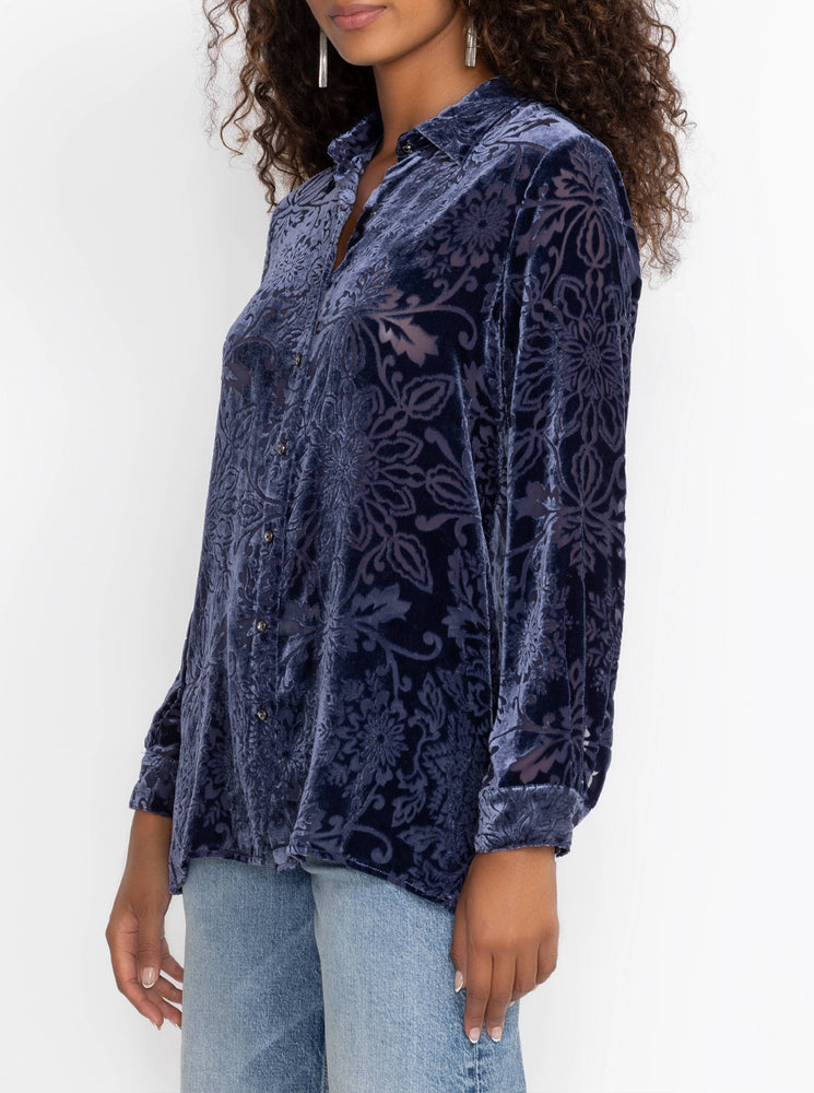 Misty Long Sleeve Button Down Shirt - Sapphire Blue