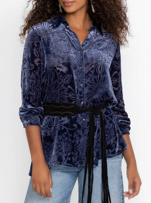 Misty Long Sleeve Button Down Shirt - Sapphire Blue