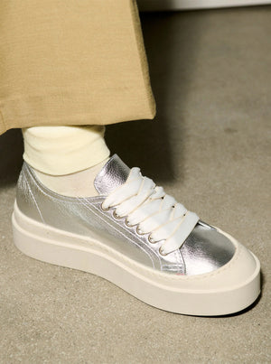 Lenny Sneaker - Silver Nappa Leather