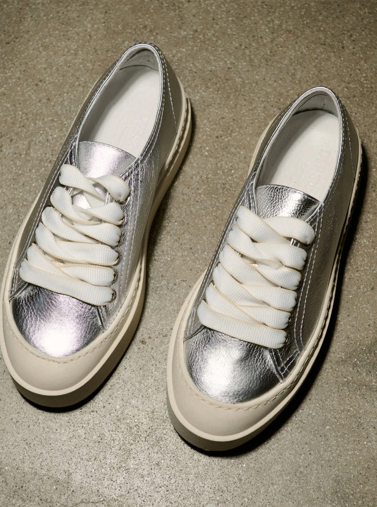 Lenny Sneaker - Silver Nappa Leather