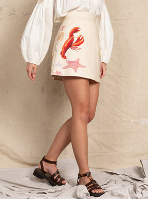 Lobster Mini Skirt - Cream