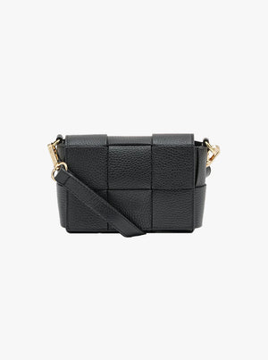 Margot Mini Black Leather Woven Bag