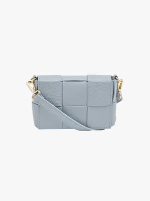 Margot Mini Powder Blue Leather Woven Bag