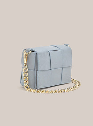 Margot Mini Powder Blue Leather Woven Bag