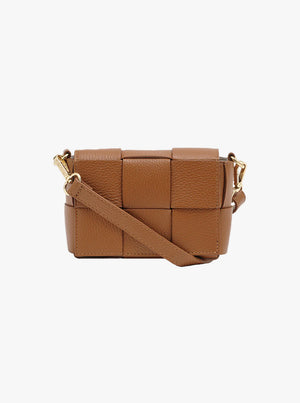 Margot Mini Tan Leather Woven Bag