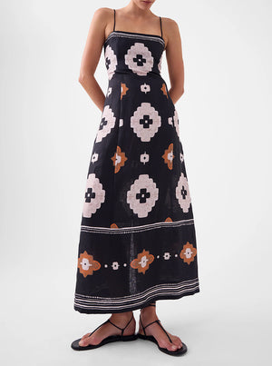 Navi Linen Dress - Print