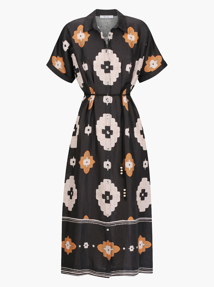 Navi Linen Shirt Dress - Print