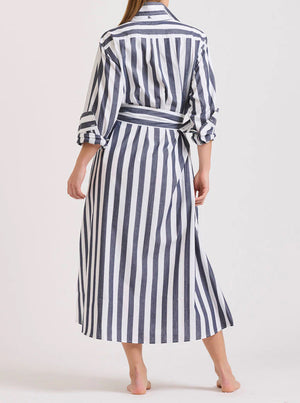 The Pippa Oversize Longline Dress - Navy Wide Stripe