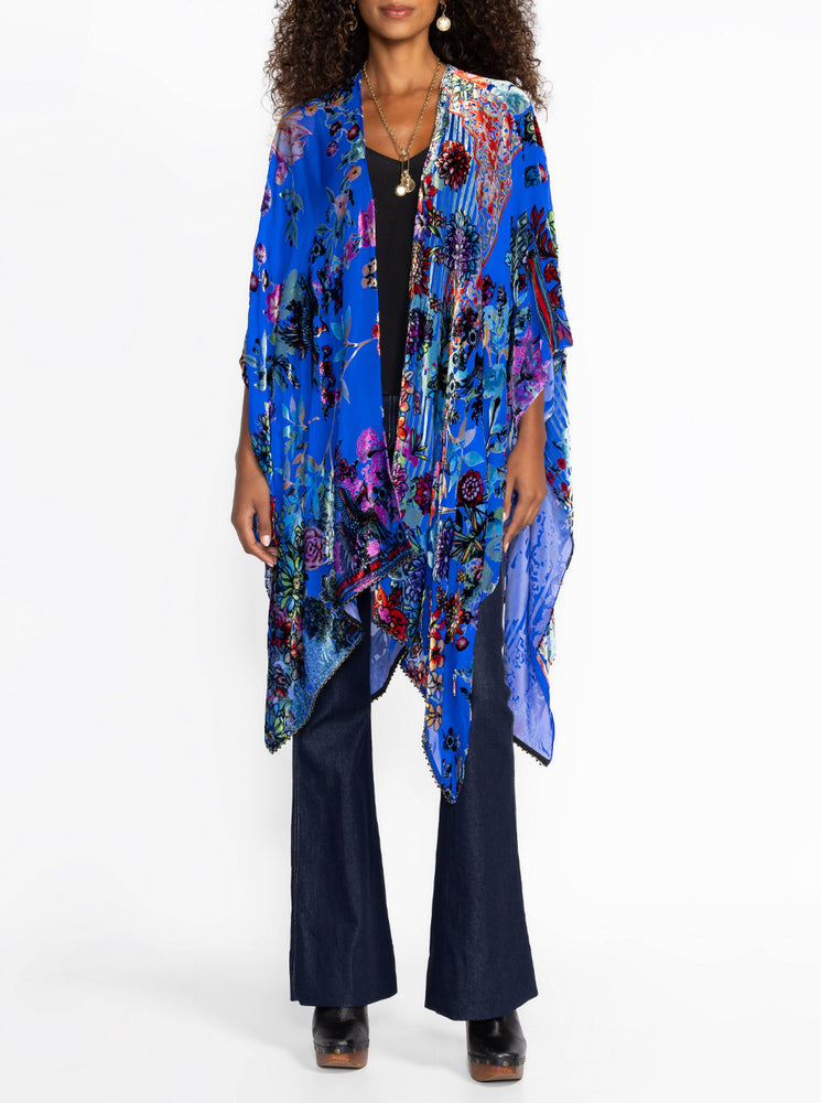 Dreamer Blue Burnout Velvet Shawl - Dreamer Blu Burnout