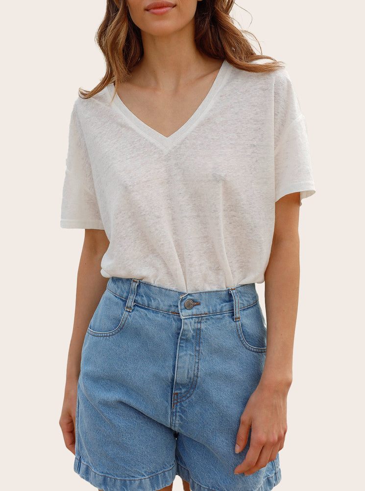 Basic V-Neck T-Shirt - Ivory