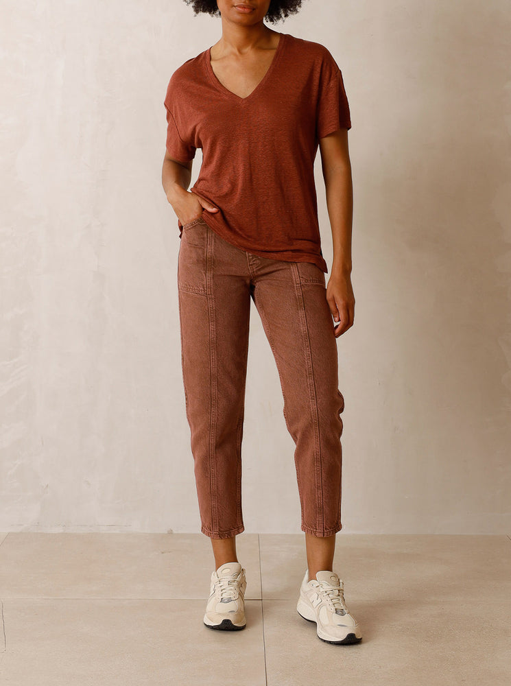 Basic V-Neck T-Shirt - Terracotta