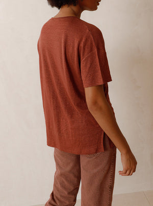 Basic V-Neck T-Shirt - Terracotta