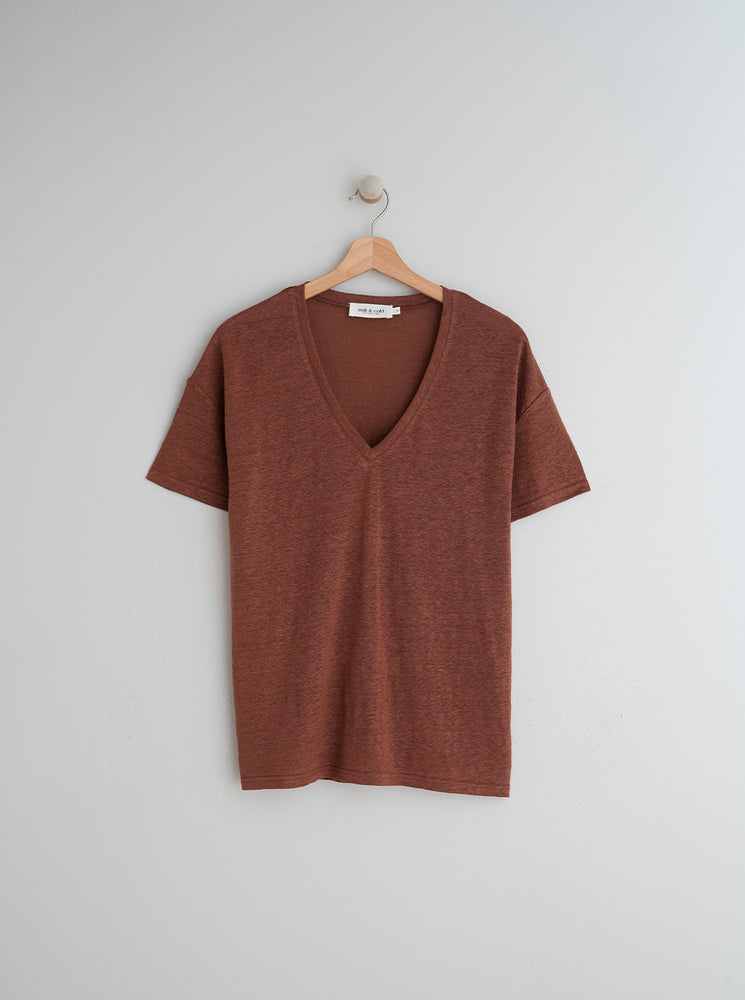 Basic V-Neck T-Shirt - Terracotta