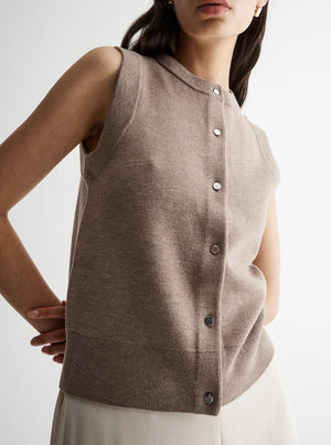 Rowan Knit Vest - Taupe Marle