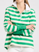 Rugby Cotton Sweatshirt - Green Stripe