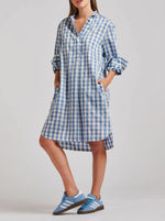 The Avril Popover Shirtdress - Pale Blue Gingham