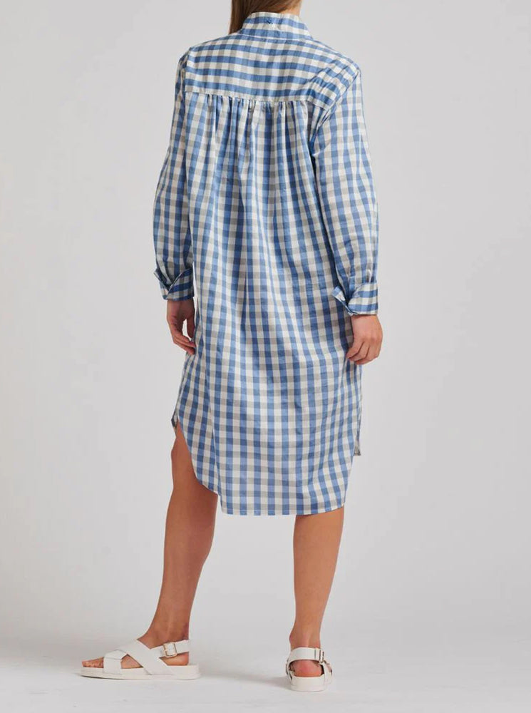 The Avril Popover Shirtdress - Pale Blue Gingham