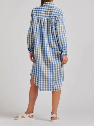 The Avril Popover Shirtdress - Pale Blue Gingham