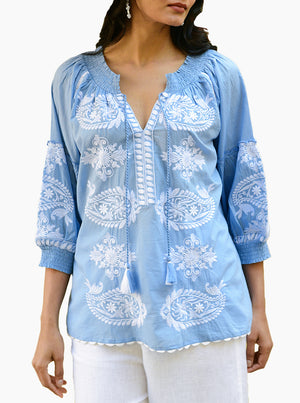 Santorini Blouse - Blue