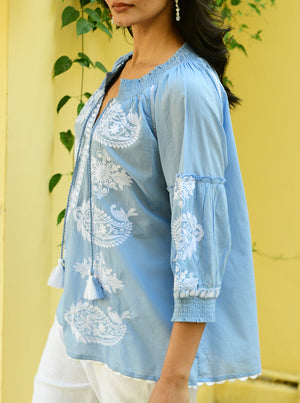 Santorini Blouse - Blue