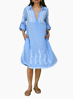 Santorini Shirt Dress - Blue