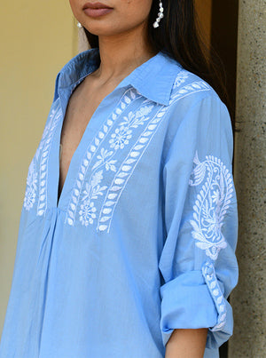 Santorini Shirt Dress - Blue