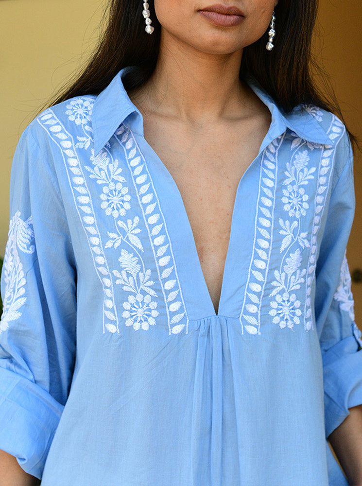 Santorini Shirt Dress - Blue