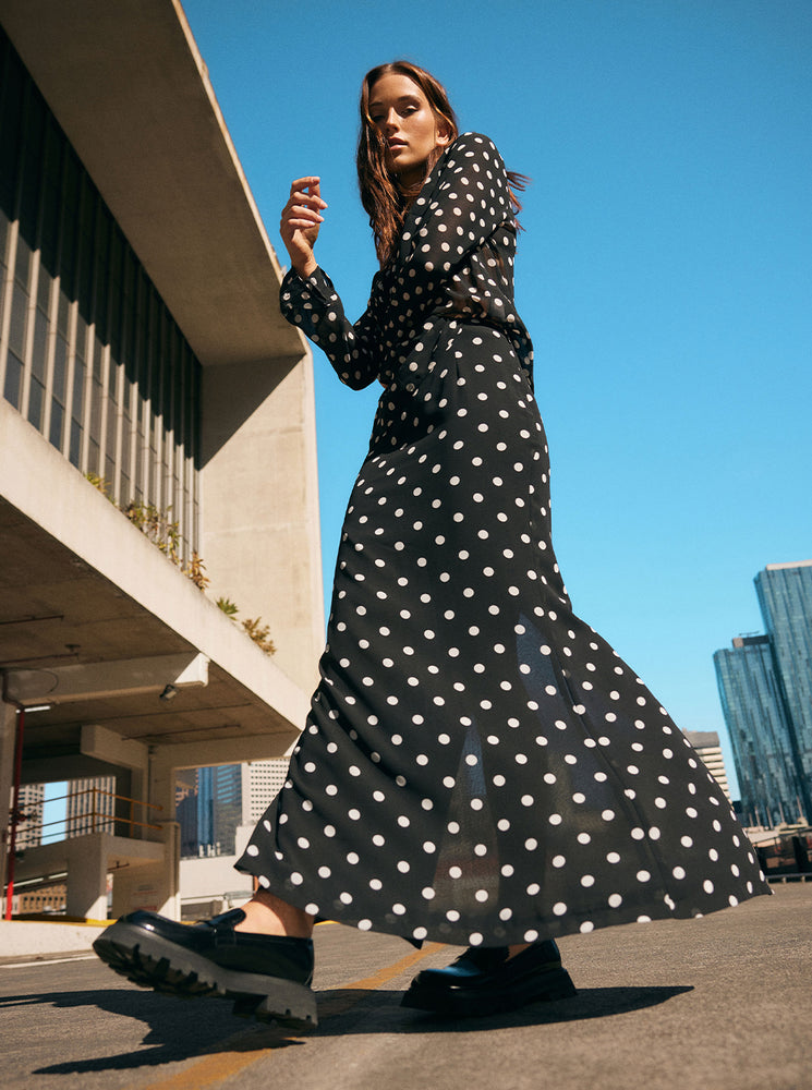 Soft Spot Midi Skirt - Polka Dot