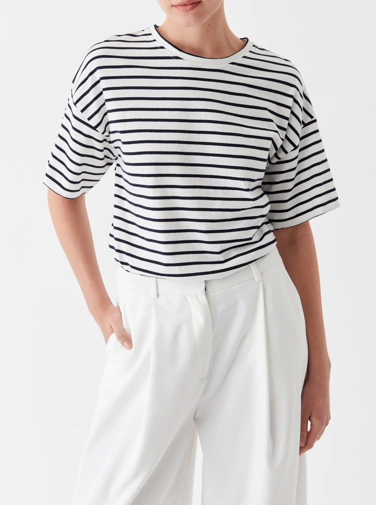 Archie Stripe Tee - White/Navy