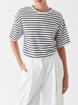 Archie Stripe Tee - White/Navy