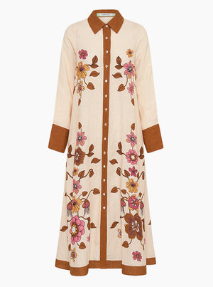 Tea Floral Slim Fit Shirt Dress - Flower Power