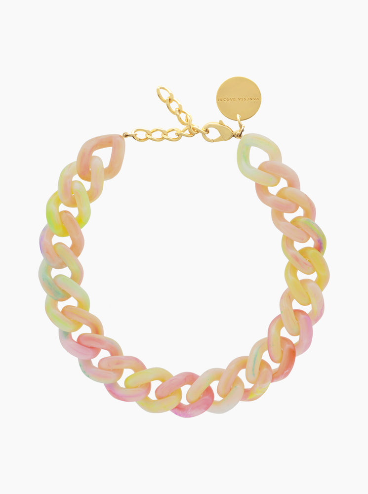 Flat Chain Necklace - Neon Rainbow