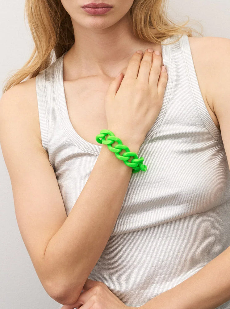 Flat Chain Bracelet - Neon Green