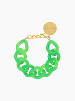 Flat Chain Bracelet - Neon Green Marble