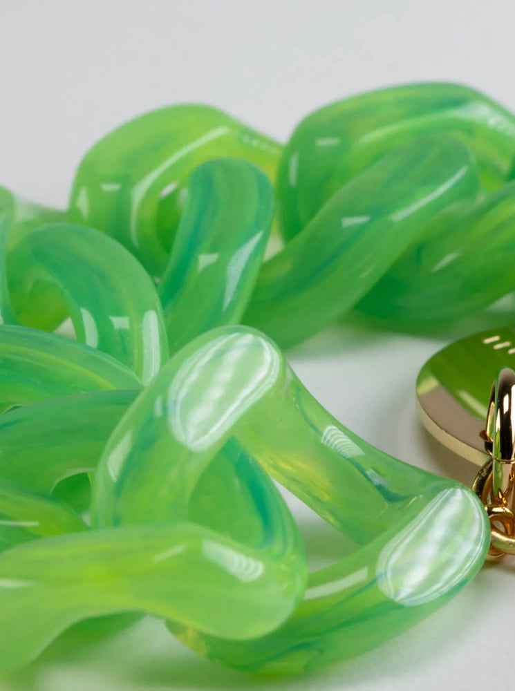 Flat Chain Bracelet - Neon Green Marble