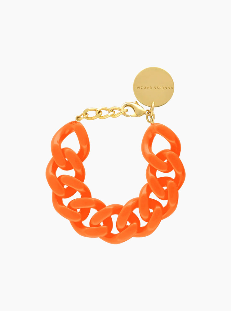 Flat Chain Bracelet - Neon Orange