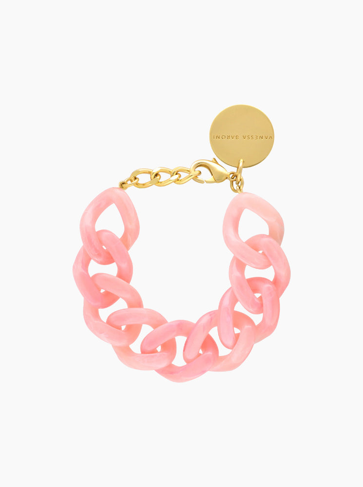 Flat Chain Bracelet - Neon Pink Marble